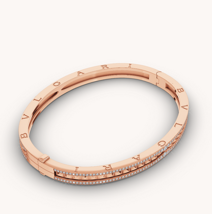 [Vintora]ZERO 1 SPIRAL AND PAVED DIAMOND PINK GOLD BRACELET