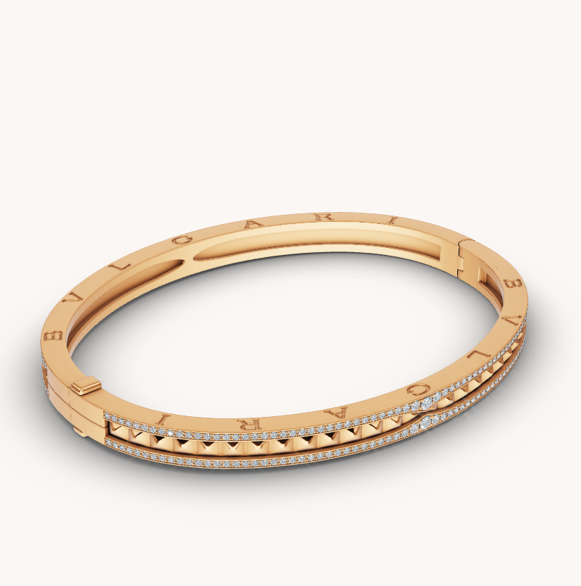 [Vintora]ZERO 1 SPIRAL AND PAVED DIAMOND GOLD BRACELET
