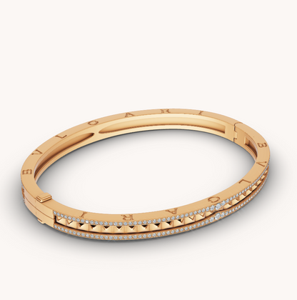 [Vintora]ZERO 1 SPIRAL AND PAVED DIAMOND GOLD BRACELET
