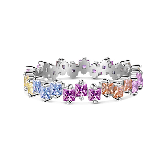 [Vintora Jewelry]Mixed Colorful Square Staggered Rings