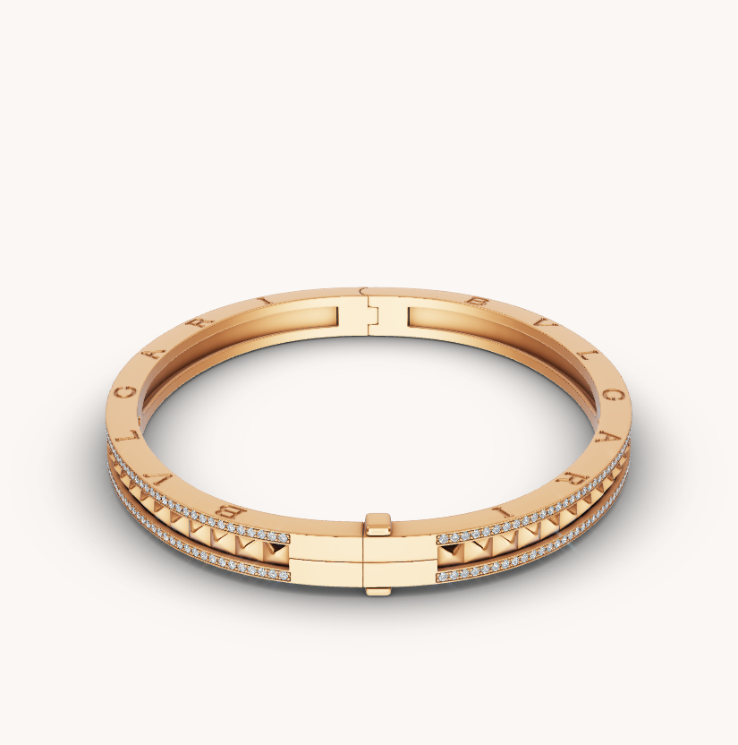 [Vintora]ZERO 1 SPIRAL AND PAVED DIAMOND GOLD BRACELET