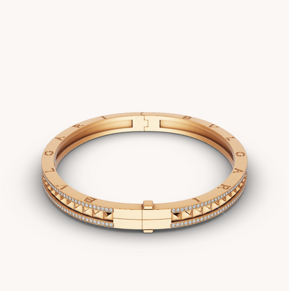 [Vintora]ZERO 1 SPIRAL AND PAVED DIAMOND GOLD BRACELET