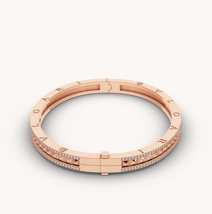 [Vintora]ZERO 1 SPIRAL AND PAVED DIAMOND PINK GOLD BRACELET