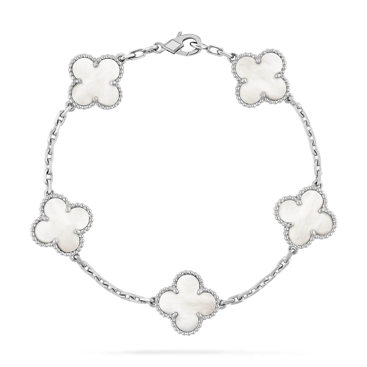 [?Vintora]CLOVER WHITE PEARL MOP 5 MOTIF BRACELET COLLECTION
