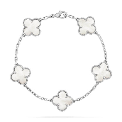 [?Vintora]CLOVER WHITE PEARL MOP 5 MOTIF BRACELET COLLECTION