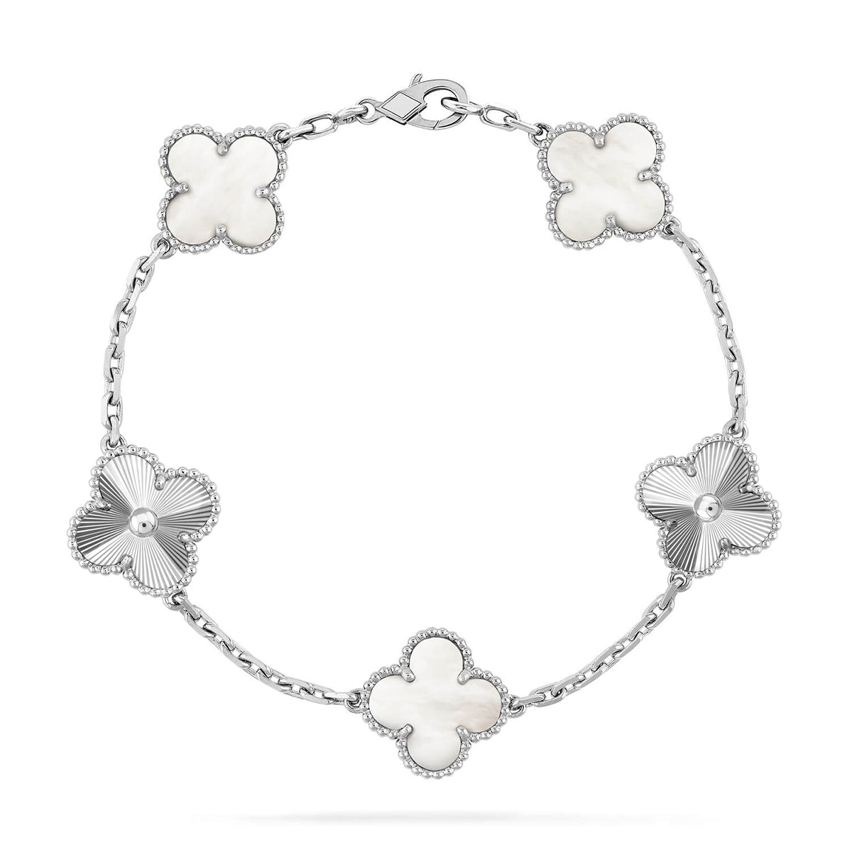[?Vintora]CLOVER WHITE PEARL MOP 5 MOTIF BRACELET COLLECTION