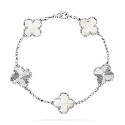 [?Vintora]CLOVER WHITE PEARL MOP 5 MOTIF BRACELET COLLECTION