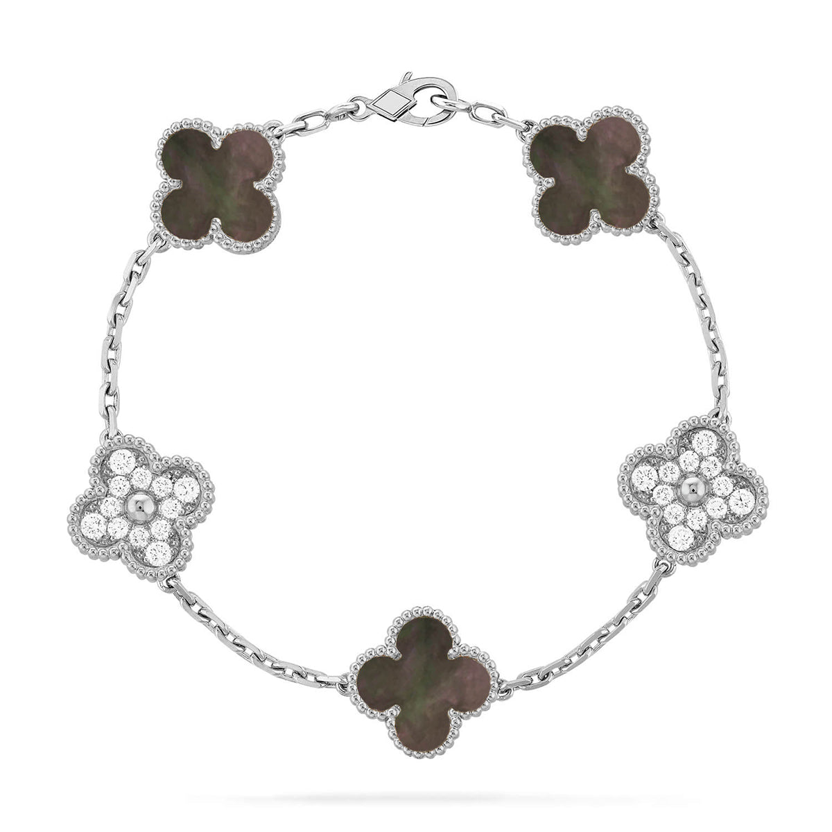 [?Vintora] CLOVER 5 MOTIF GRAY MOP BRACELET COLLECTION