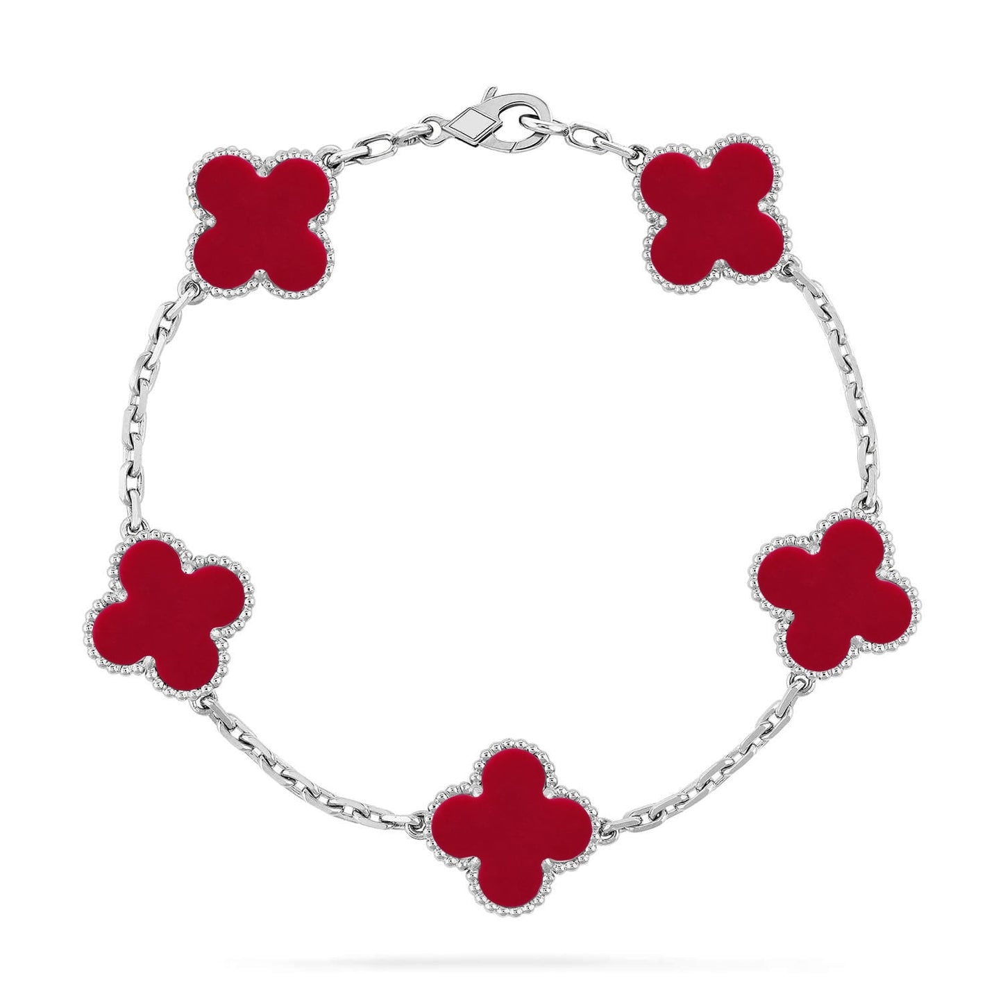 [?Vintora] CLOVER 5 MOTIF RED CORNELIAN BRACELET COLLECTION