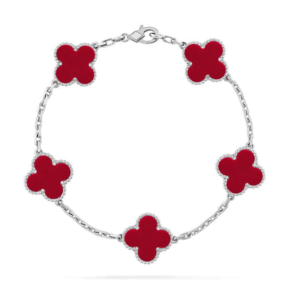 [?Vintora] CLOVER 5 MOTIF RED CORNELIAN BRACELET COLLECTION