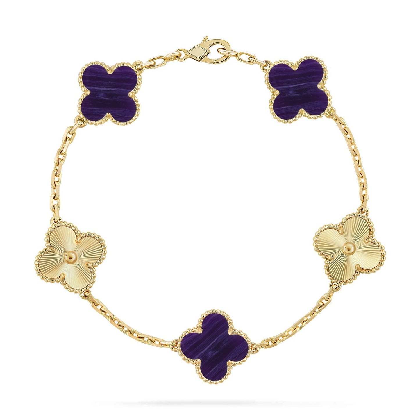 [?Vintora]CLOVER 5 MOTIF PURPLE STRIPES BRACELET COLLECTION