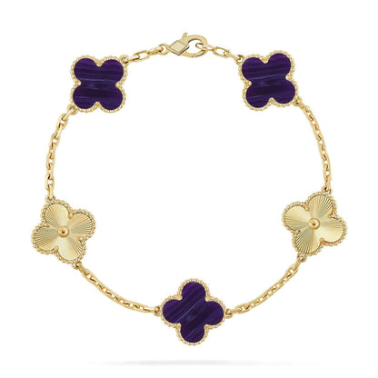 [?Vintora]CLOVER 5 MOTIF PURPLE STRIPES BRACELET COLLECTION
