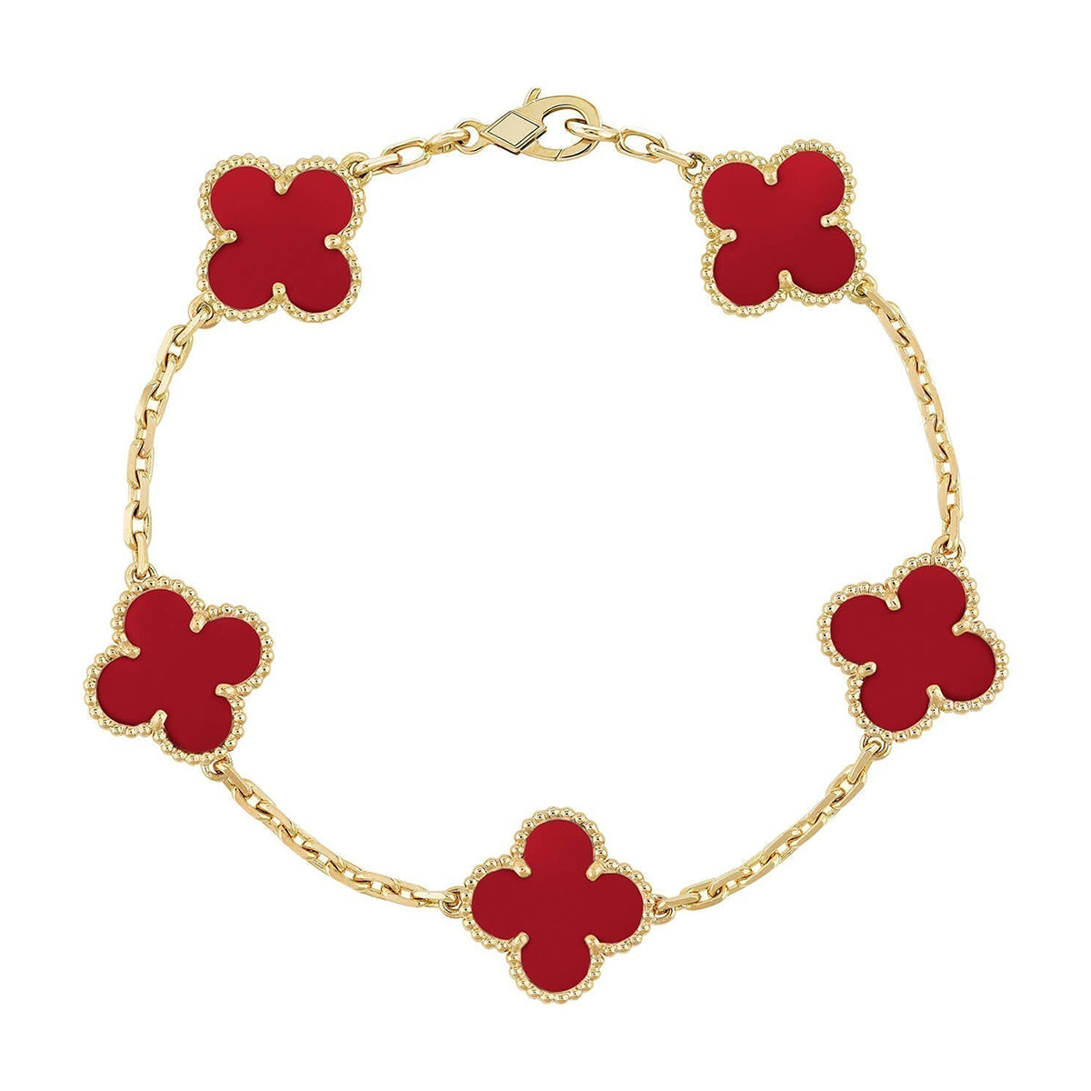 [?Vintora] CLOVER 5 MOTIF RED CORNELIAN BRACELET COLLECTION
