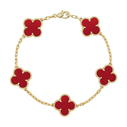 [?Vintora] CLOVER 5 MOTIF RED CORNELIAN BRACELET COLLECTION