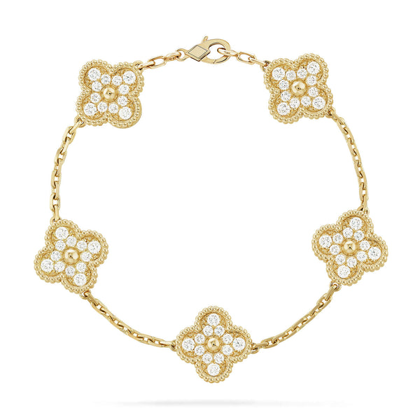 [?Vintora] CLOVER 5 MOTIF FULL DIAMOND BRACELET COLLECTION