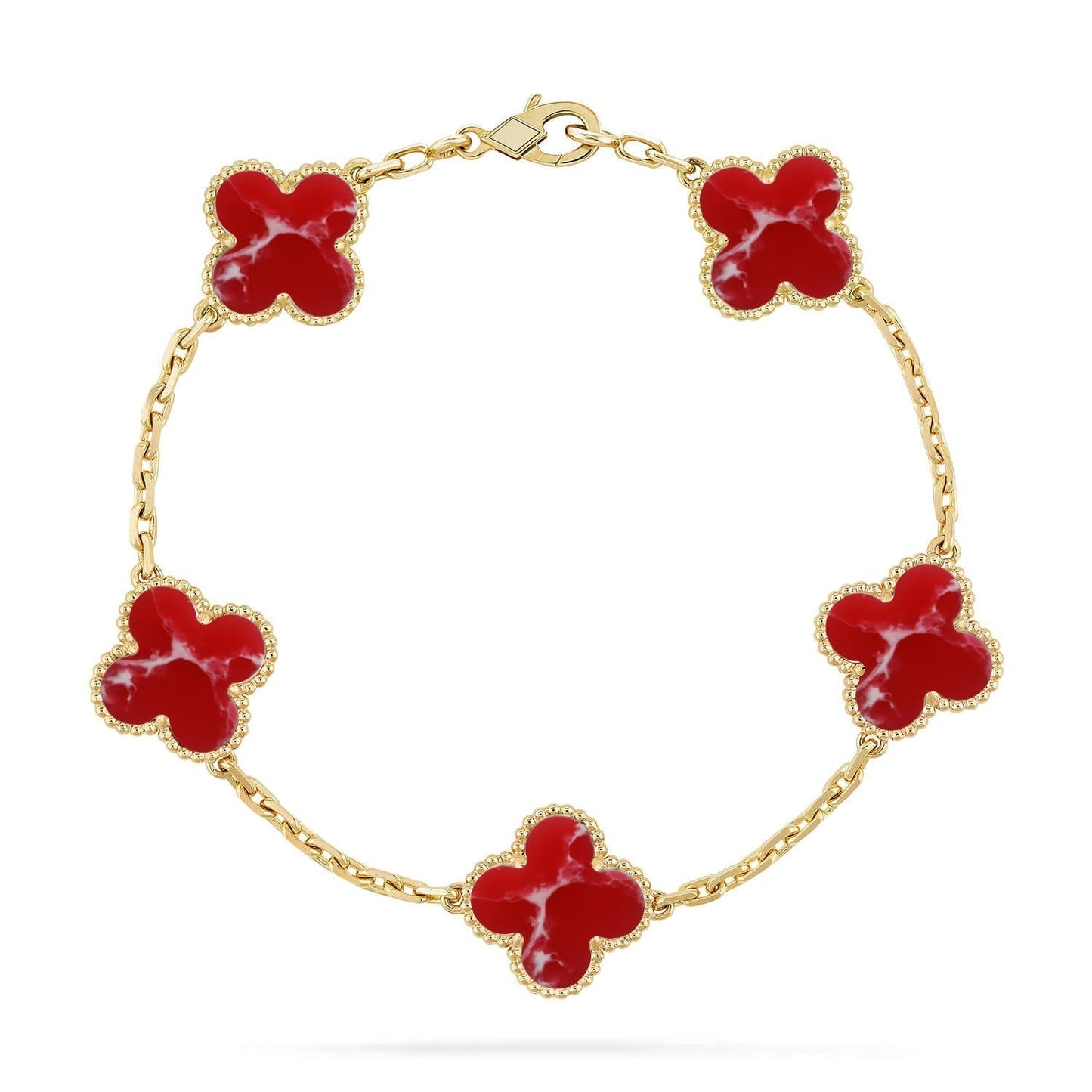 [?Vintora]CLOVER 5 MOTIF RED PATTERN BRACELET COLLECTION