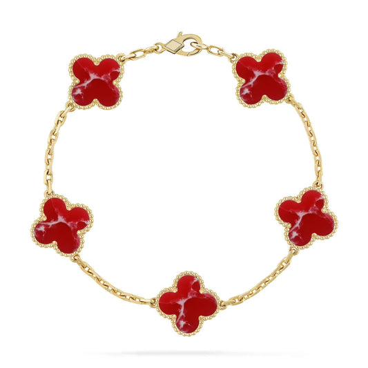 [?Vintora]CLOVER 5 MOTIF RED PATTERN BRACELET COLLECTION