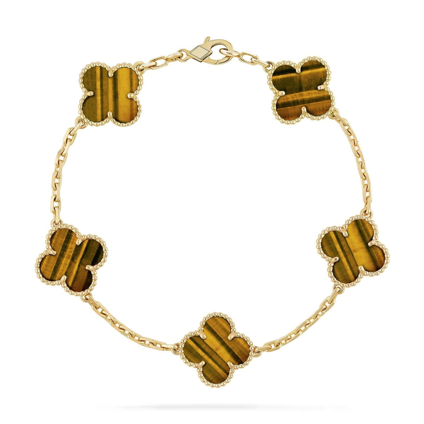 [?Vintora] CLOVER 5 MOTIFS TIGER EYE BRACELET COLLECTION