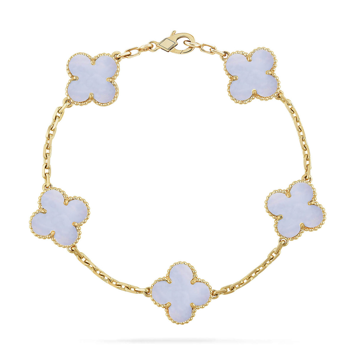 [?Vintora] CLOVER 5 MOTIF PURPLE CHALCEDONY BRACELET COLLECTION