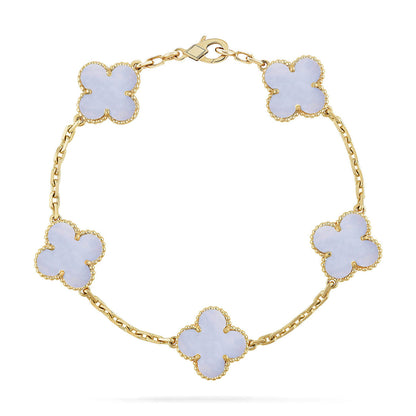 [?Vintora] CLOVER 5 MOTIF PURPLE CHALCEDONY BRACELET COLLECTION