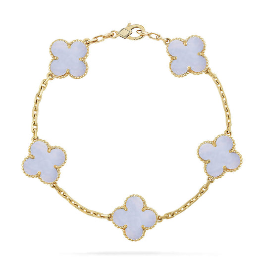 [?Vintora] CLOVER 5 MOTIF PURPLE CHALCEDONY BRACELET COLLECTION