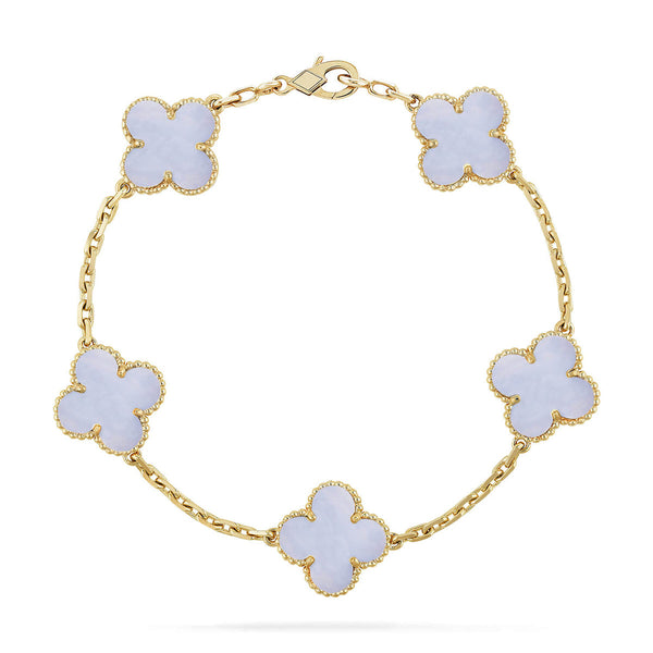 [?Vintora] CLOVER 5 MOTIF PURPLE CHALCEDONY BRACELET COLLECTION