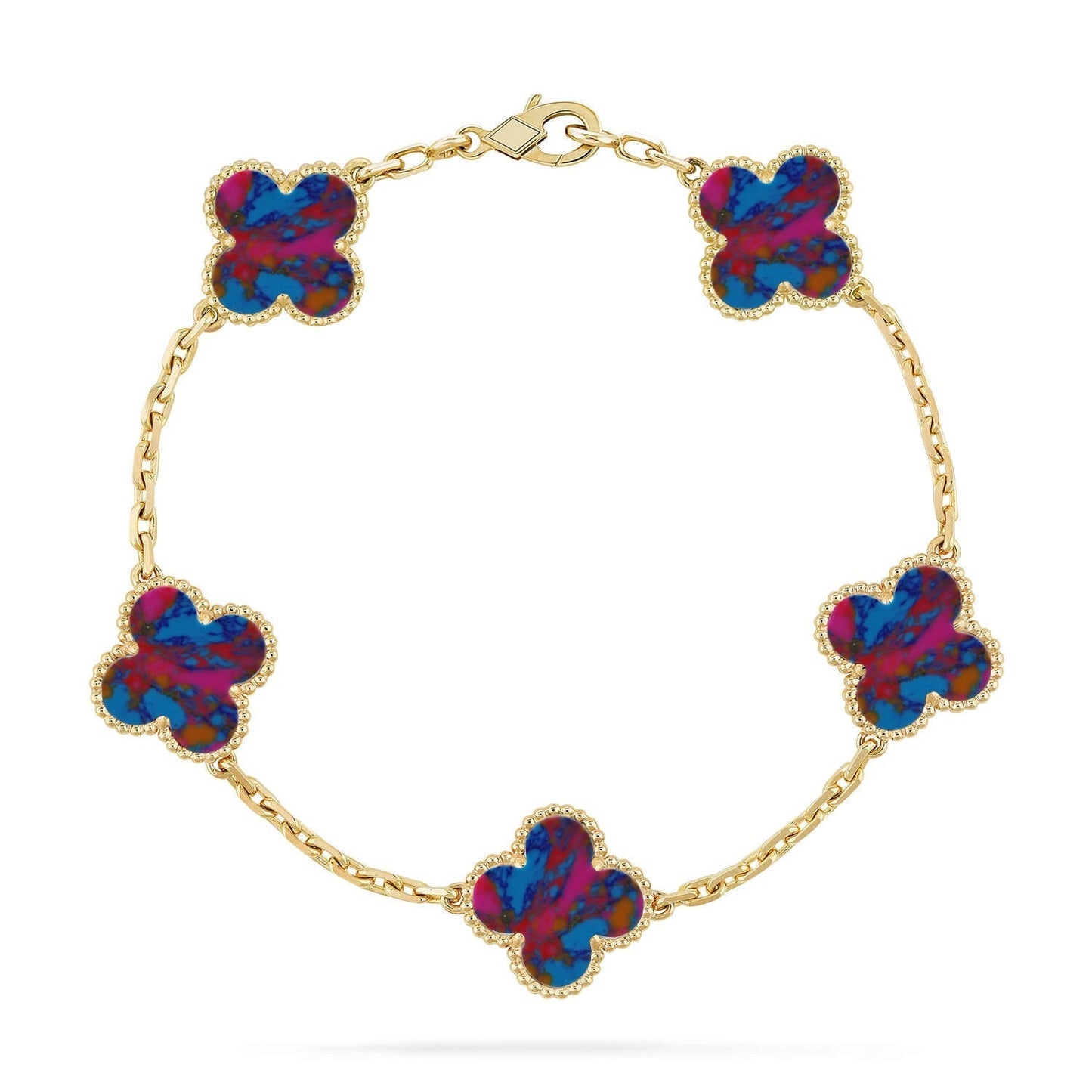 [?Vintora]CLOVER 5 MOTIF COLOR GEMSTONES BRACELET COLLECTION