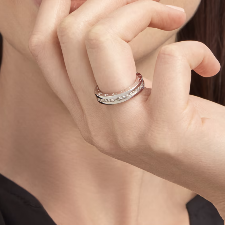 [Vintora]ZERO 1 ONE-BAND PAVED DIAMONDS ON THE SPIRAL RING