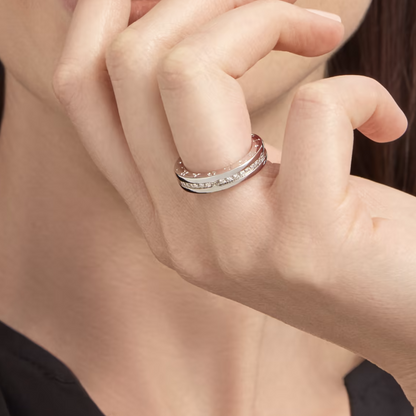 [Vintora]ZERO 1 ONE-BAND PAVED DIAMONDS ON THE SPIRAL RING