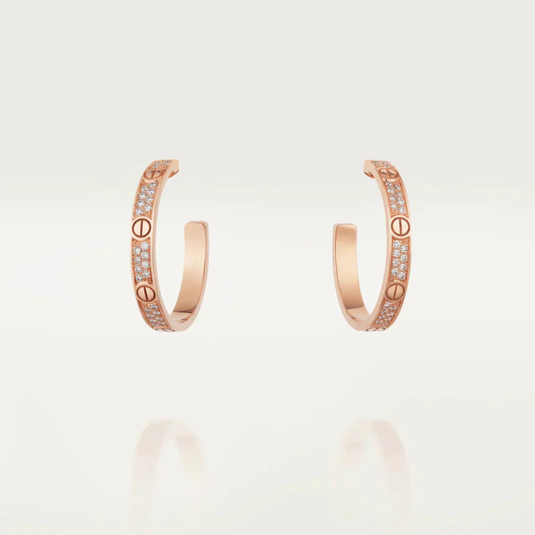 [Vintora]LOVE DIAMOND PINK GOLD HOOP EARRINGS