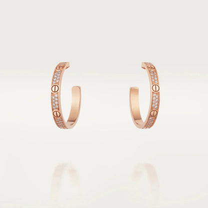 [Vintora]LOVE DIAMOND PINK GOLD HOOP EARRINGS