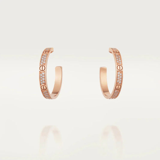 [Vintora]LOVE DIAMOND PINK GOLD HOOP EARRINGS