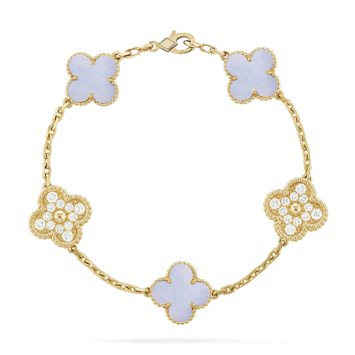 [?Vintora] CLOVER 5 MOTIF PURPLE CHALCEDONY BRACELET COLLECTION