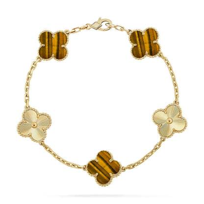 [?Vintora] CLOVER 5 MOTIFS TIGER EYE BRACELET COLLECTION