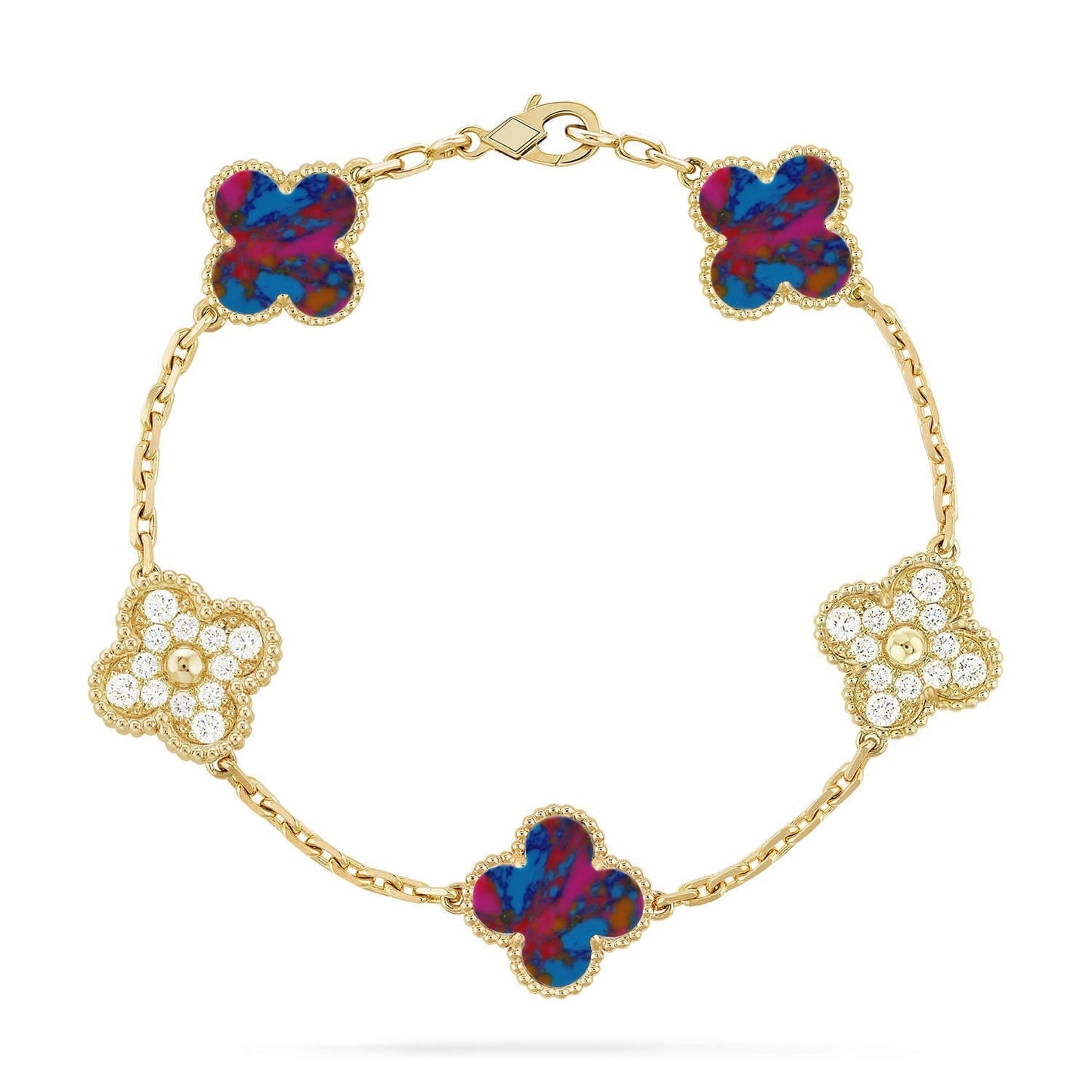 [?Vintora]CLOVER 5 MOTIF COLOR GEMSTONES BRACELET COLLECTION