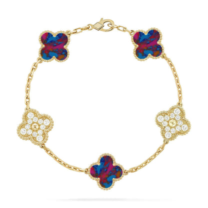 [?Vintora]CLOVER 5 MOTIF COLOR GEMSTONES BRACELET COLLECTION