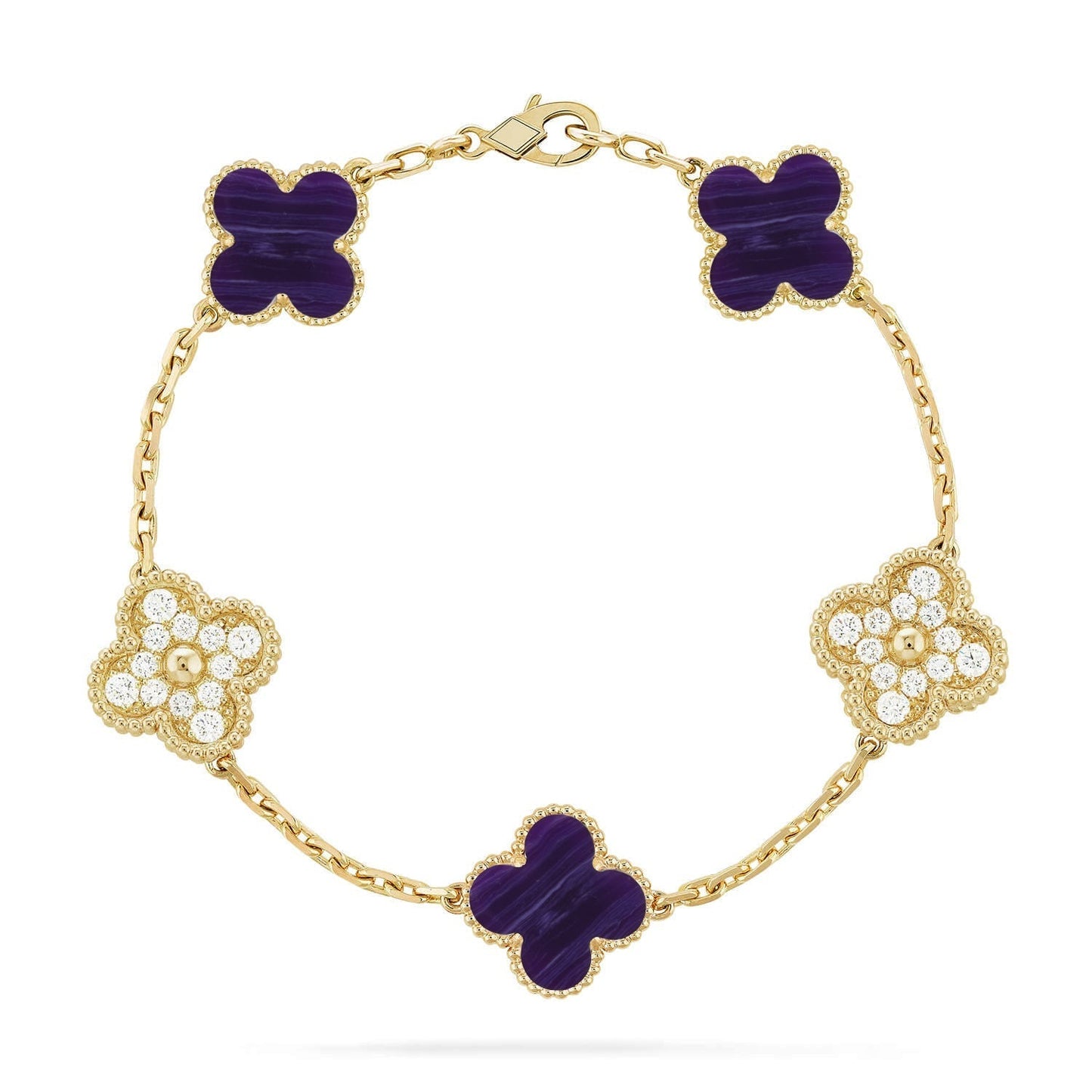 [?Vintora]CLOVER 5 MOTIF PURPLE STRIPES BRACELET COLLECTION