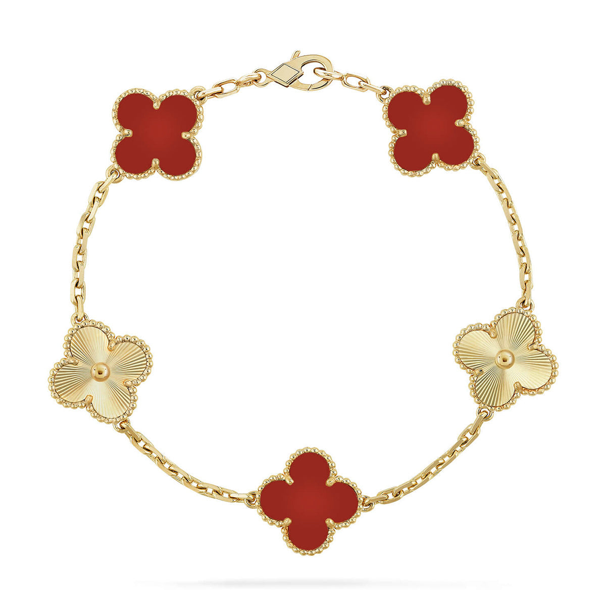 [?Vintora] CLOVER 5 MOTIF RED CORNELIAN BRACELET COLLECTION
