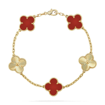 [?Vintora] CLOVER 5 MOTIF RED CORNELIAN BRACELET COLLECTION