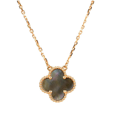 [Vintora]CLOVER 15MM COLLIER NACRE GRISE