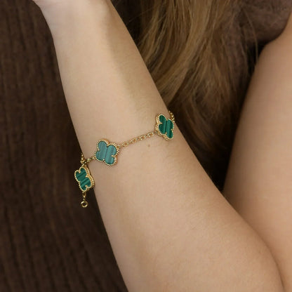 [?Vintora] CLOVER 5 MOTIF MALACHITE BRACELET COLLECTION