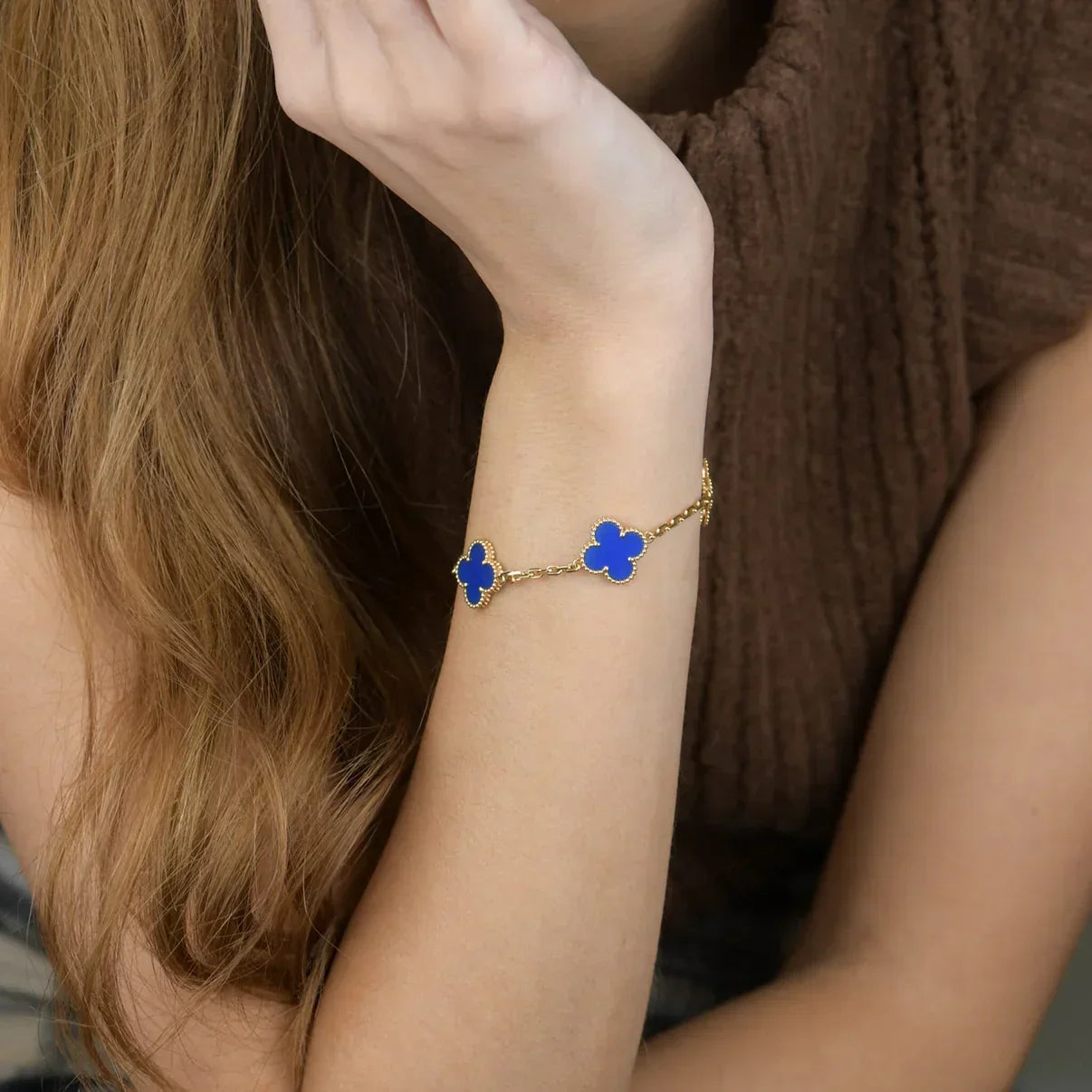 [?Vintora] CLOVER 5 MOTIF BLUE AGATE BRACELET COLLECTION