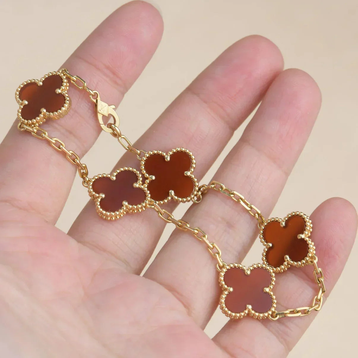 [?Vintora] CLOVER 5 MOTIF RED CORNELIAN BRACELET COLLECTION
