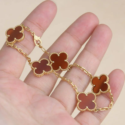[?Vintora] CLOVER 5 MOTIF RED CORNELIAN BRACELET COLLECTION