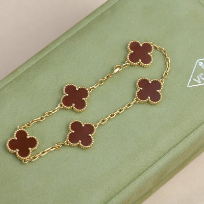 [?Vintora] CLOVER 5 MOTIF RED CORNELIAN BRACELET COLLECTION