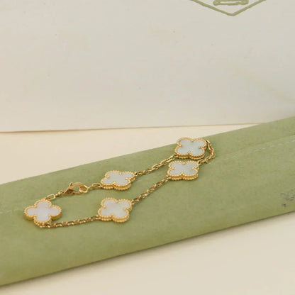[?Vintora]CLOVER WHITE PEARL MOP 5 MOTIF BRACELET COLLECTION