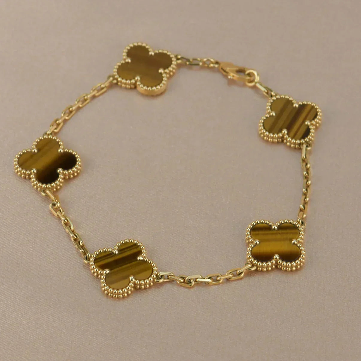 [?Vintora] CLOVER 5 MOTIFS TIGER EYE BRACELET COLLECTION