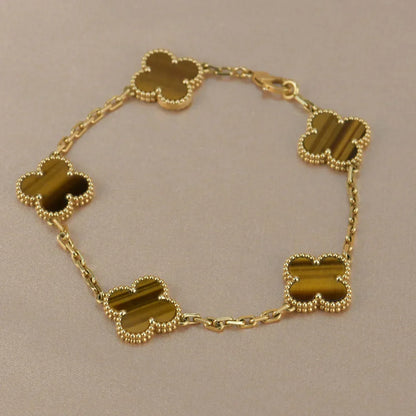 [?Vintora] CLOVER 5 MOTIFS TIGER EYE BRACELET COLLECTION