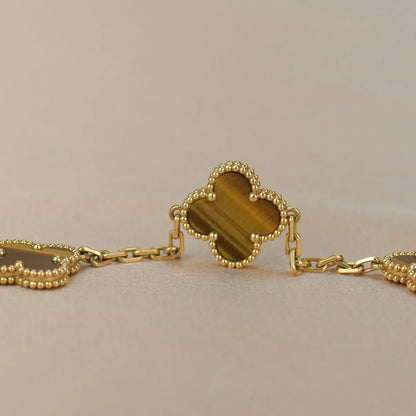[?Vintora] CLOVER 5 MOTIFS TIGER EYE BRACELET COLLECTION