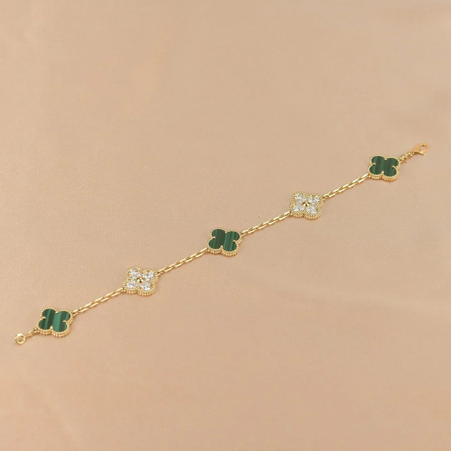 [?Vintora] CLOVER 5 MOTIF MALACHITE BRACELET COLLECTION